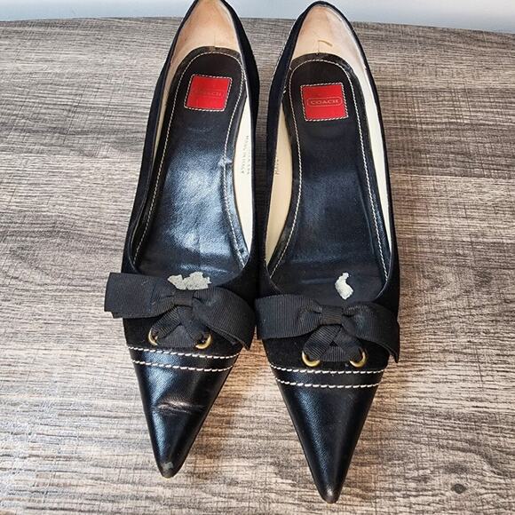 Coach Black Tully Kid Made in Italy Kitten Heels Size 6 Office Work Business - Picture 4 of 8